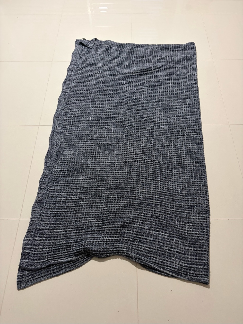 Shower Curtain Waffle Texture Charcoal Gray